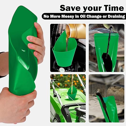 Professional-Grade Flexible Funnel for Draining Oil & Oil Change in Narrow and Awkward Places, Easy to Clean & Foldable Flex Funnels, for Lawnmowers, Motorcycles, Snowplows, Trucks, …