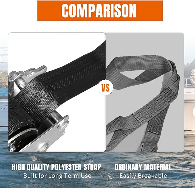 Hand Winch, 800 lbs Pulling Capacity, Boat Trailer Winch Heavy Duty Rope Crank with 20 FT Polyester Strap, Manual Operated Hand Crank Winch for Trailer, Boat or ATV Towing