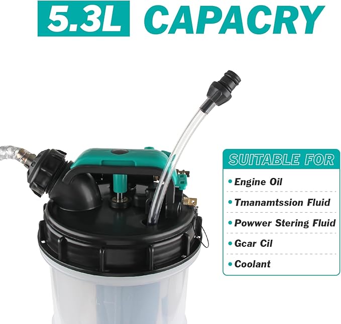 5.3-Liter Oil Extractor Pump,Manual/Pneumatic Fluid Extractor with Hose,Vacuum Oil Change and Oil Drainage for Cars, Motorcycles, Lawn Mowers, Boats Etc.