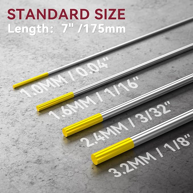 ARCCAPTAIN TIG Welding Tungsten Electrode 10-Pack 3/32"x 7"(Gold - 1.5% Lanthanated, WL15/EWLa-1.5)