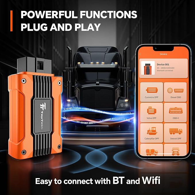 Real-Time DPF Regeneration Monitor, OBD2 Code Reader for Heavy Duty Truck Compatible with Volvo Engines, Condition-Based Regen and Reset for Smoother Driving