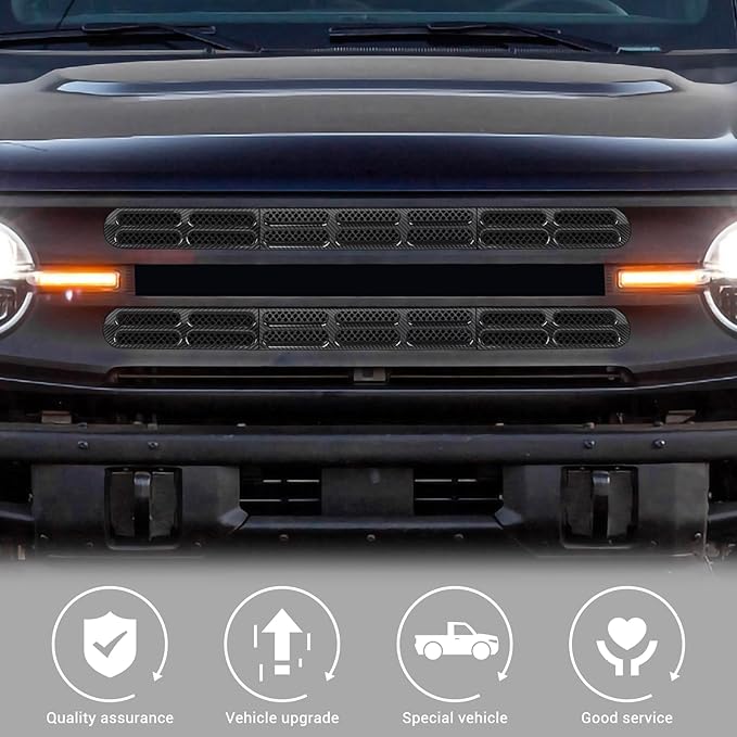 Jimen for Bronco Grille Inserts, 6 Pack Front Mesh Grill Cover Guard Exterior Trim Accessories Compatible with Ford Bronco 2021-2024 (Carbon Fiber)