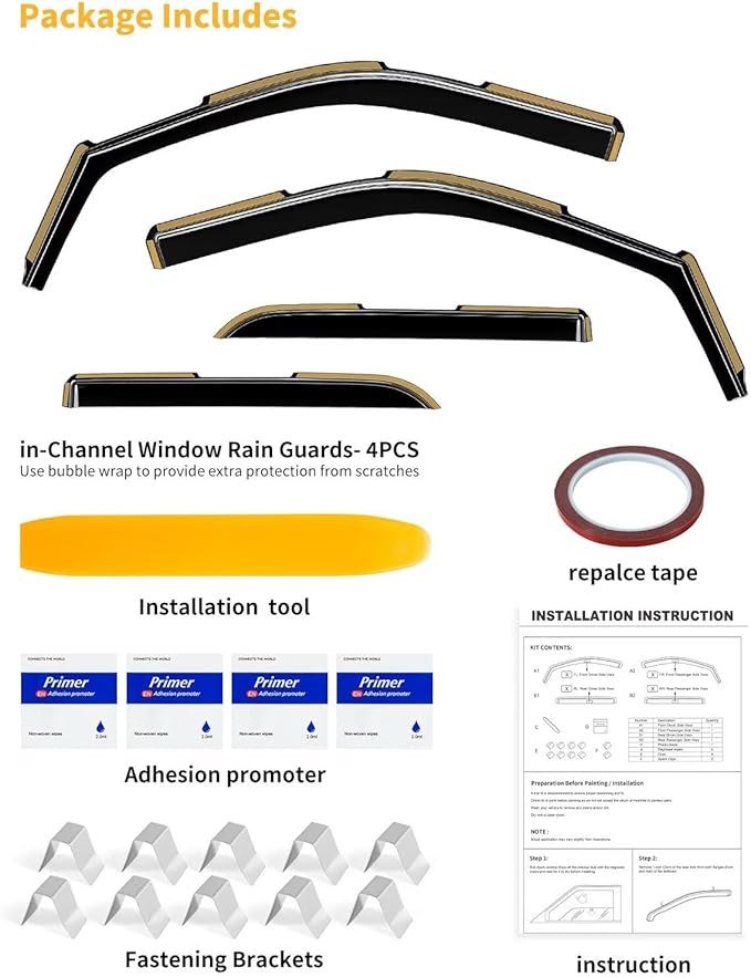 in-Channel Window Rain Guards Fit for Truck Dodge RAM 2500 3500 2019-2026 Crew Cab Extra Durable Window Visors Window Deflectors Vent Visors Vent Shades Car Accessories-4 pcs 2-Q07