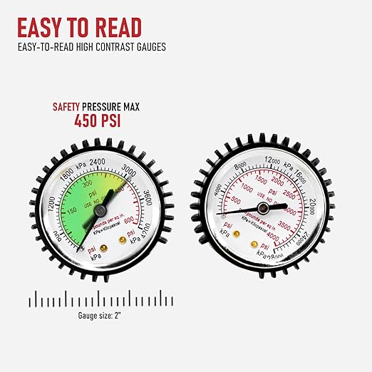 RX WELD Nitrogen Regulator with 0-600 PSI, CGA580 Inlet, 1/4-Inch Male Flare Outlet Connection, Nitrogen Tank Regulator with 5Ft Refrigeration Hose