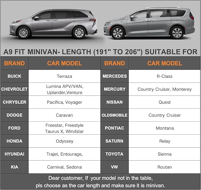 Kayme 7 Layers Minivan Car Cover Waterproof All Weather for Automobiles, Outdoor Full Cover with Zipper, Universal Fit for Honda Odyssey, Toyota Sienna, Grand Caravan, Station Wagon(191-206 inch)