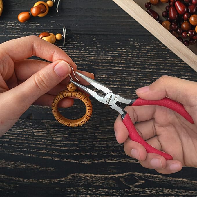 Needle Nose Pliers, 5 Inch, 5 Pack, Long Nose Pliers with Side Cutter, Spring Loaded for Cutting and Bending Wire