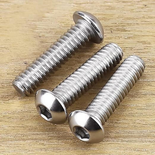 1/4-20 x 1 Button Head Socket Cap Bolts Screws, 304 Stainless Steel 18-8, Allen Hex Drive, Bright Finish, Fully Machine Thread, Pack of 25