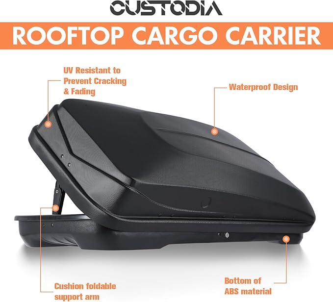 56.3" L Hard Shell Roof Black Rooftop Cargo Box Carrier Large 13 Cubic Feet Car Top Mount Travel Luggage Storage,Dual Side Opening,Waterproof Storage Box Diamond Pattern