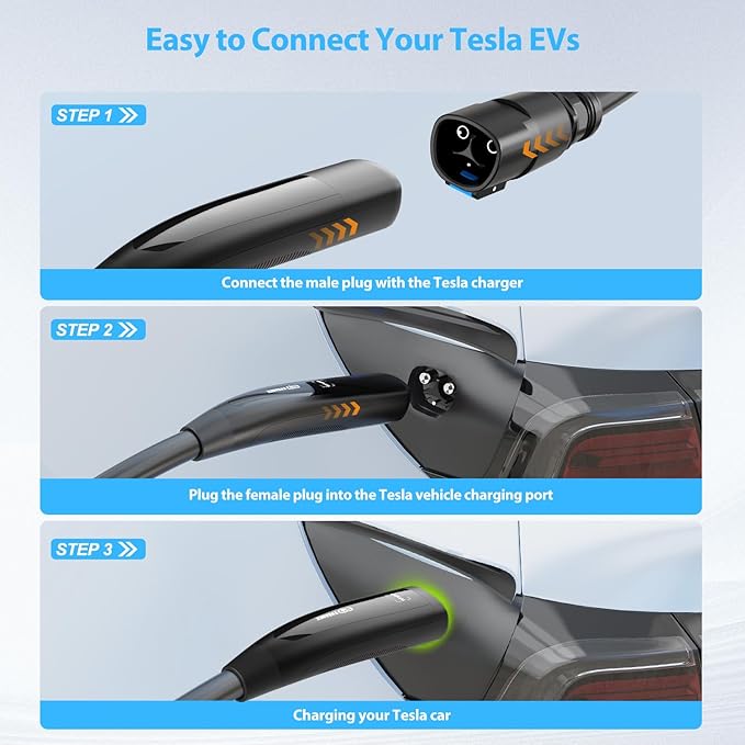Extension Cord for Tesla 21ft Extension Cable Max Support 12KW 50Amp 240V with NACS Plug Extension Cord for Your Level 1&2 EV Charger Tesla Wall Connector