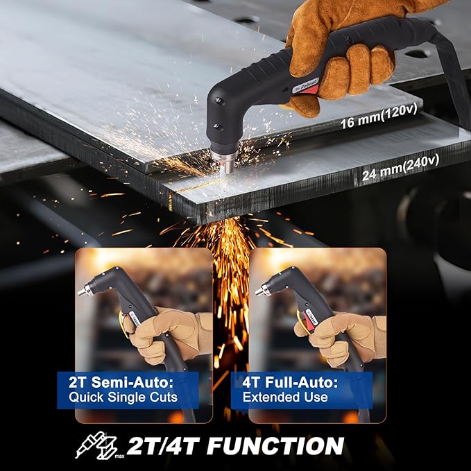 Reboot Plasma Cutter Non-High Frequency Non-Touch Pilot Arc, 120V/240V Dual Voltage, 1 Inch Max Cut 5/8 Inch Clean Cut, Mesh Cutting, 2T/4T, Large LED Display for Beginners DIY