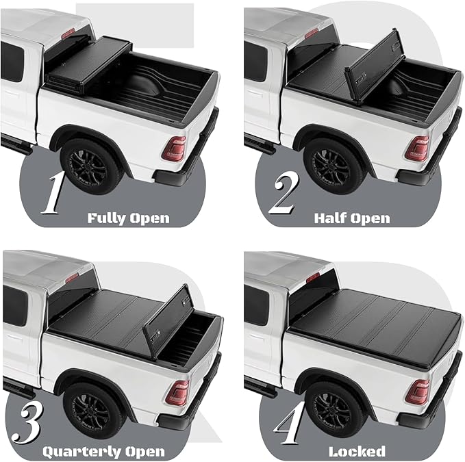 Hard Quad-Fold Tonneau Cover Truck Bed Fits 2015-2026 Ford F-150 Styleside (Not for Flareside) 5.5FT(66") Bed