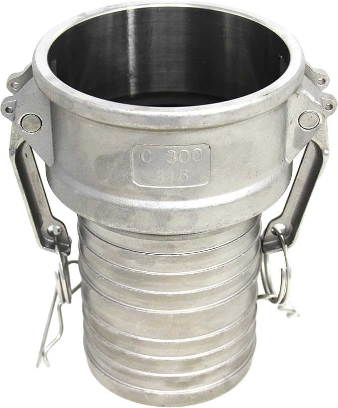 1'' Female Camlock x 1" Male Hose Shank Adapter - Stainless Steel 316 Type C - Industrial Grade, Durable, Corrosion Resistant, Quick Connect