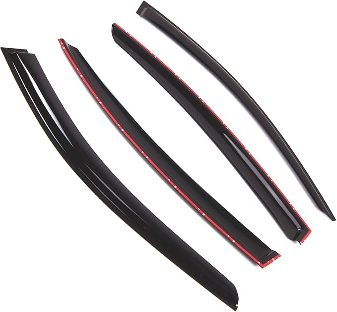 TuningPros Outside Mount Window Vent Visors Rain Guards Compatible with BMW 740i 750i 2009-2016 | Side Window Wind Deflectors Rain Shields | Smoke Tinted, 4 Pcs Set, DGWV-780