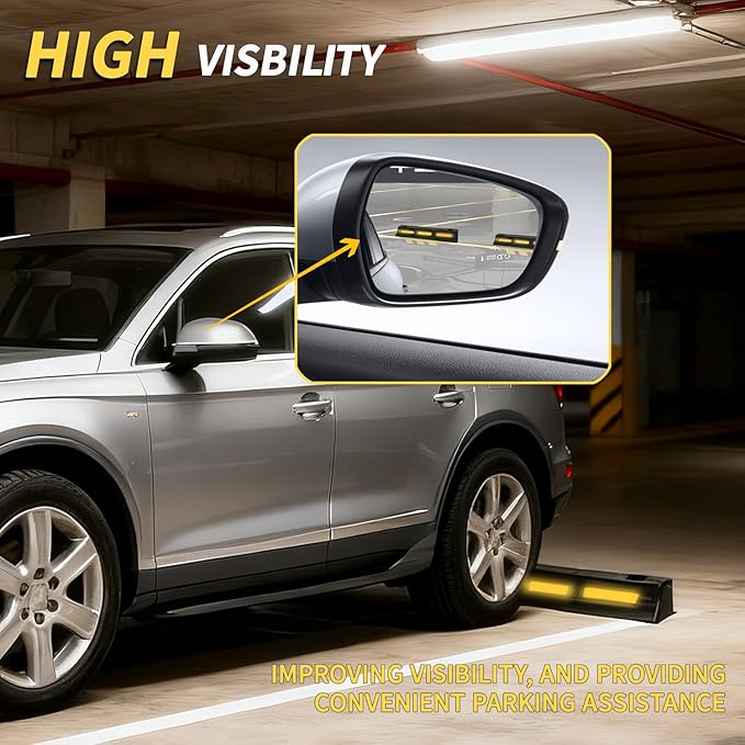 1 Pc 3" H Parking Stopper for Garage Parking Aid Heavy Duty Rubber Wheel Stops Durable High-Visibility Tire Blocks Parking Aid Gadgets Tire Stops for Cars Trucks RVs with Bolt Installation