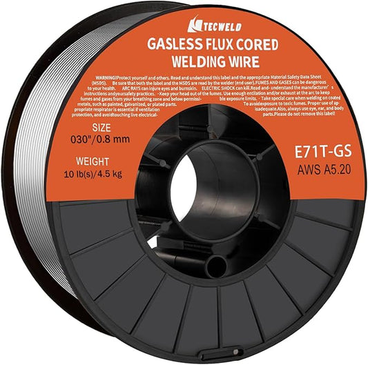 0.30" Flux Core Welding Wire - E71T-GS Gasless, Low Splatter, Mild Steel MIG Wire - Fits Most MIG Welders - 10 lb Spool