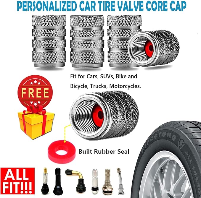 BGGTMO Stainless Steel License Plate Frames- Heavy Duty Metal Car Tag Cover for Front & Rear, 2 Pack Slim Holders with Chrome Screws Caps for Women/Men, Rust/Rattle Proof Pads, Tire Valve Stem Caps