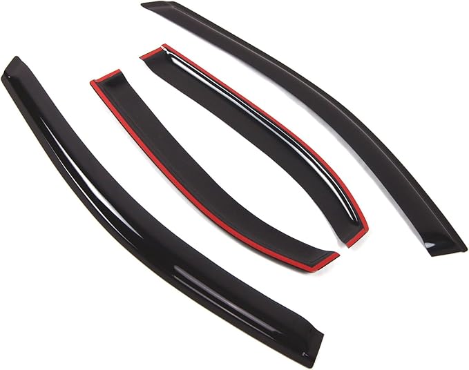 TuningPros Outside Mount Window Vent Visors Rain Guards Compatible with Chevrolet Cavalier Sedan 1995-2005 | Side Window Wind Deflectors Rain Shields | Smoke Tinted, 4 Pcs Set, DGWV-061