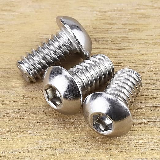 1/4-20 x 1/2" Button Head Socket Cap Bolts Screws, 304 Stainless Steel 18-8, Allen Hex Drive, Bright Finish, Fully Machine Thread, Pack of 50