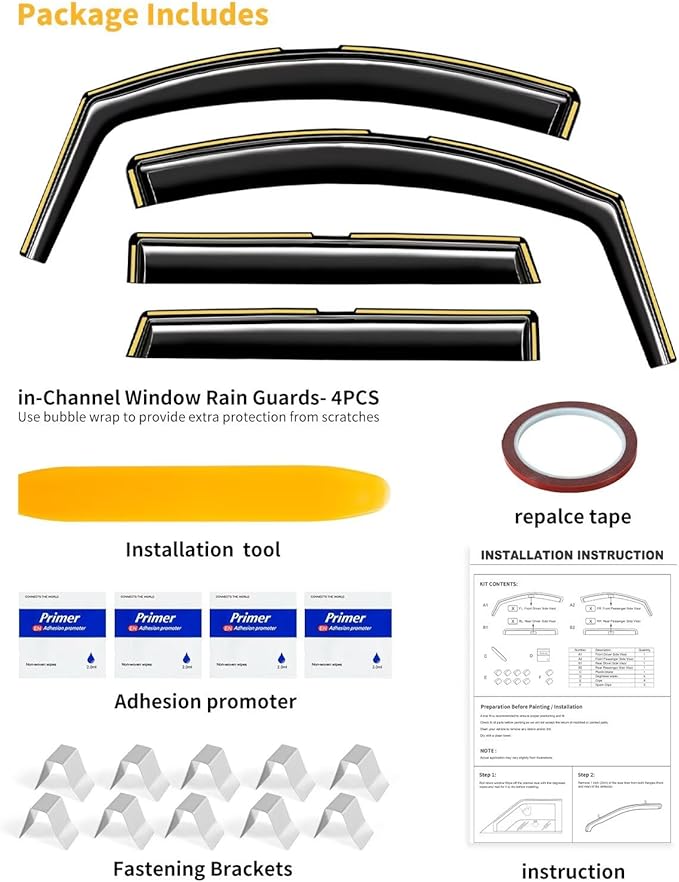 in-Channel Window Rain Guards Fit for Hyundai Santa Fe 5 Seats 2019-2023(Not for XL 7-Seats) Extra Durable Window Visors Window Deflectors Vent Visors Vent Shades Car Accessories-4 pcs 2-Q16