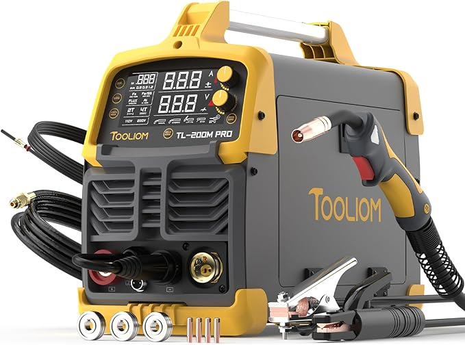 TOOLIOM 200A MIG Welder 4 in 1 MIG/Flux MIG/Lift TIG/Stick Welder 110/220V Dual Voltage Aluminum Welding Machine Spool Gun Compatible