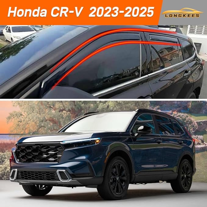 in-Channel Window Visors Rain Guards FIT Honda CR-V (CRV) 2023-2025 (2023-2025) – 4-Piece in-Channel Dark-Smoke Polycarbonate Vent Deflectors