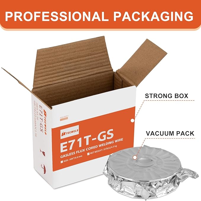 0.30" Flux Core Welding Wire - E71T-GS Gasless, Low Splatter, Mild Steel MIG Wire - Fits Most MIG Welders - 10 lb Spool