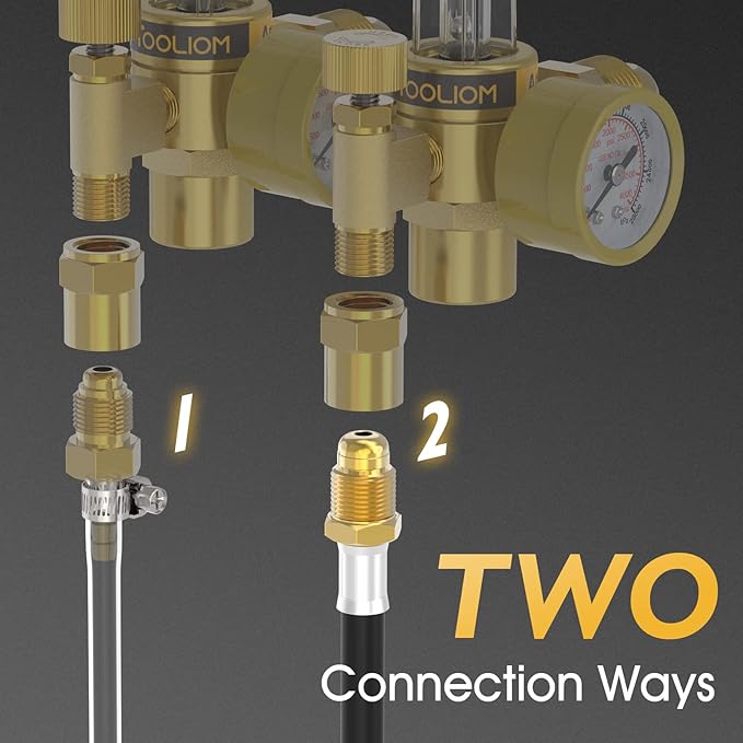 TOOLIOM CO2 Argon Flow Meter Gas Regulator Gauge with Gas Hose for MIG TIG Welding