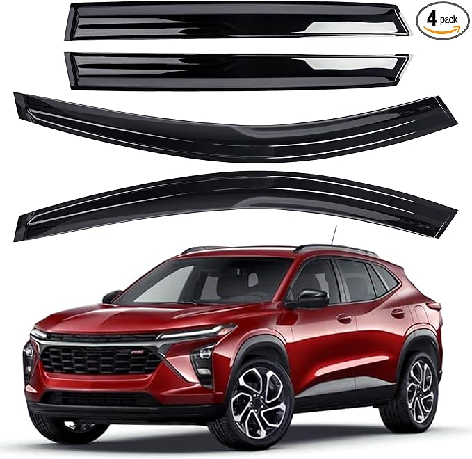 AUXKO Window Rain Guard for Chevrolet Trax 2024 2025 2026 LS LT 1RS 2RS ACTIV Outside Tape-On Shatterproof Sun Smoke Guard Vent Visor Side Wind Deflectors Accessories for Chevy Trax 2024 2025 2026