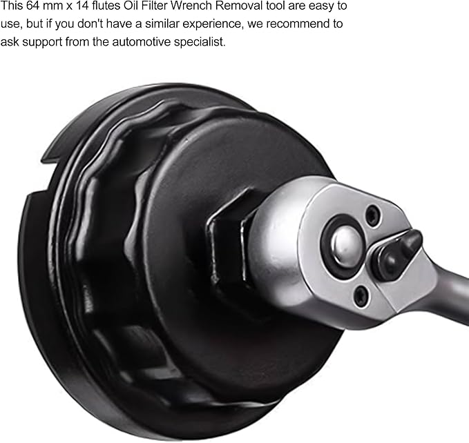 64 mm x 14 flutes Oil Filter Wrench Removal tool Compatible with Toyota Lexus (Black)