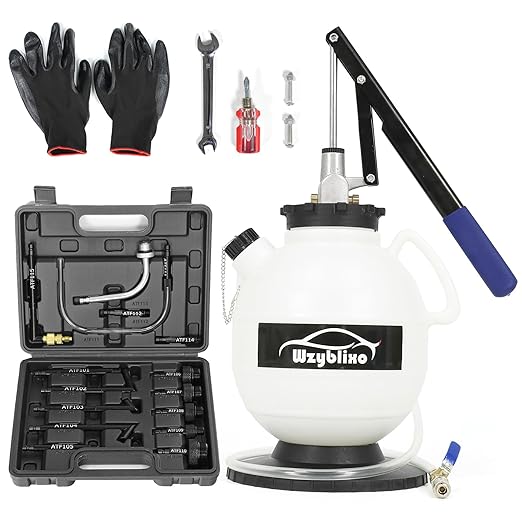 7.5L Transmission Fluid Pump Kit with 15 ATF Adapters, 2 Gallon Manual ATF Refill Kit,Transmission Fluid Transfer Pump (Black)