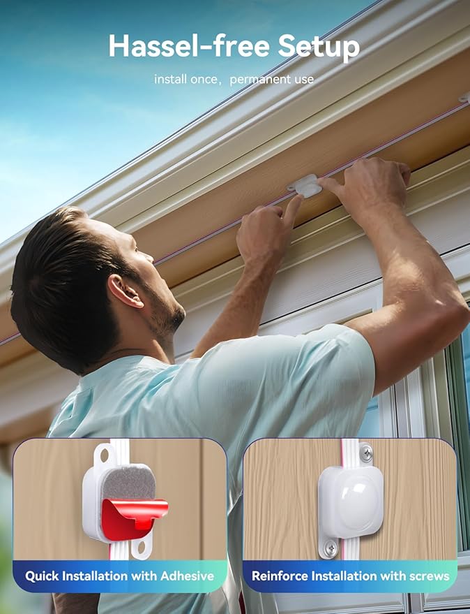 150FT Permanent Outdoor Christmas Lights for House, APP & Remote Control RGB LED Strip, IP67 Waterproof Eave Lights with DIY Colors for Halloween, Garden, Patio Decor