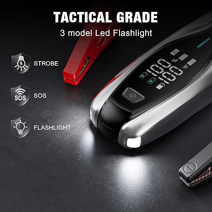 NEXPOW X7 3000A Jump Starter with PD 60W Dual-Way Faster Charging, Car Battery Jump Starter for 12L Gas/10L Diesel Engines, 12V Portable Jump Start Battery Pack with 3.2″ HD Display, IP63 Waterproof