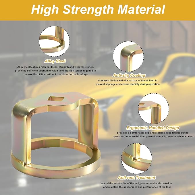 1726 Oil Filter Wrench Removal Tool Compatible with Toyota, 64mm x 14 Flute, 1/2" Square Drive Fit for Toyota, Nissan, Honda, Lexus, Scion 4, 6, 8 Cylinder Engines