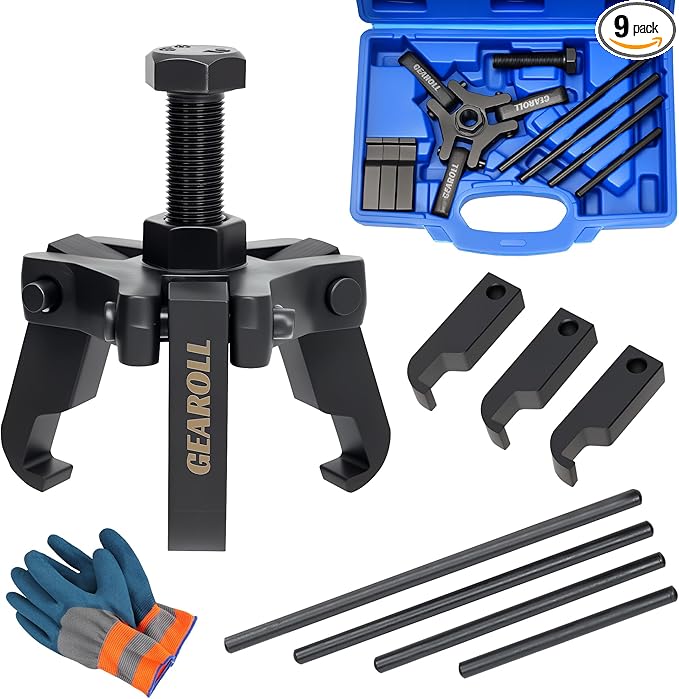 Harmonic Balancer Puller Remove Extractor Kit Set, Adjustable 3-Jaw Puller for Removing Harmonic Damper Pulley Compatible with Chevy GM Chrysler ect.