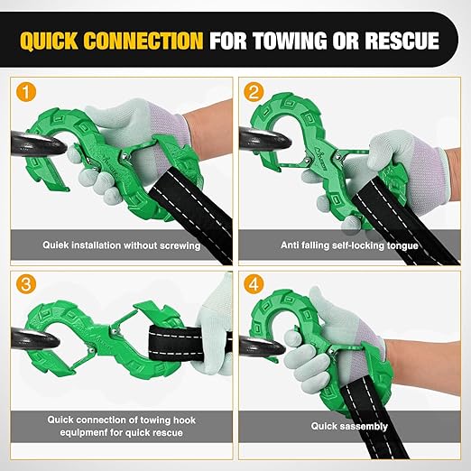 Nilight S-Shape Shackle, Quick Release Tow Hook for Winch Cable Ropes, 33,000 lbs Heavy Duty for Off-Road Recovery, Towing Extension, Tree Saver, Winch Shackle, Forged Steel, Green