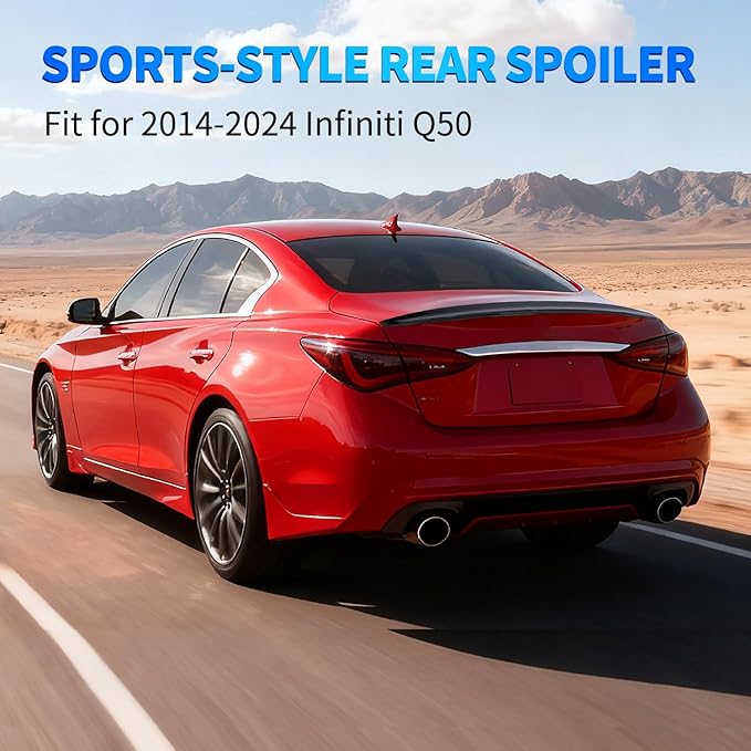 Nilight Spoiler Fit for Infiniti Q50 4 Door Sedan 2014 2015 2016 2017 2018 2019 2020 2021 2022 2023 2024 Spoilers for Cars Rear Spoiler Wing ABS Rear Trunk Lip Accessories No-Drill, Glossy Black