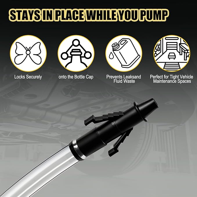 30cc Hand Oil Transfer Pump Fluid Pump for Gallon Bottles and Wide-Mouth Quart Bottles - Transfers Gear Oil, Transmission Fluid, Differential Fluid, and Antifreeze