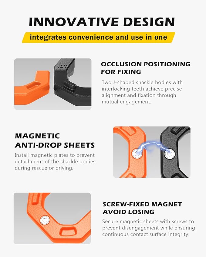 Separate D-Ring Shackles, 2Pack 3/4" Separate D-Ring Shackles 7/8" Pin, 57320lbs Breaking Strength, Heavy Duty Forged Steel, D-Ring Towing Winch Shackle for Recovery, 4x4 Off-Road, BlackOrange