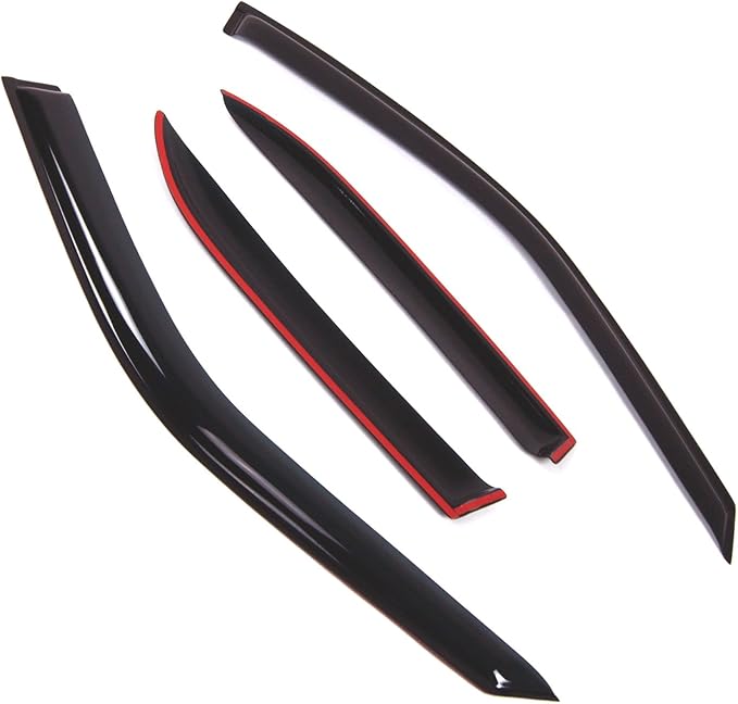 TuningPros Outside Mount Window Vent Visors Rain Guards Compatible with BMW 318i 320i 323i 325i 1992-1998 | Side Window Wind Deflectors Rain Shields | Smoke Tinted, 4 Pcs Set, DGWV-491