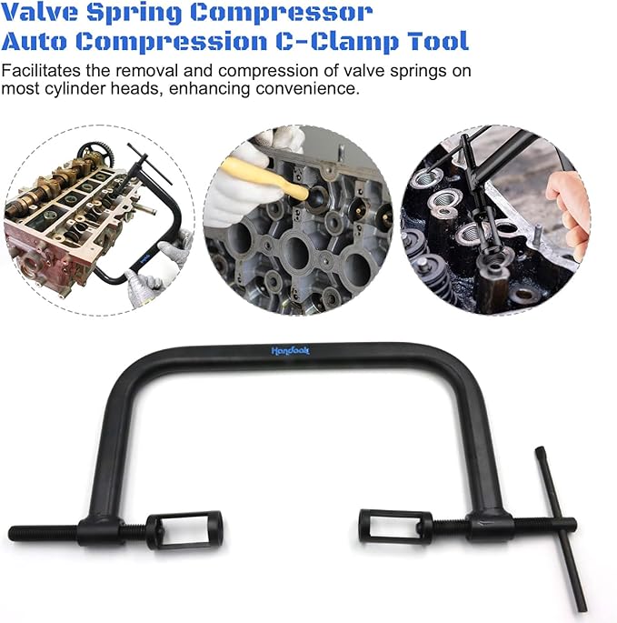 Handook 12Pcs Valve Spring Compressor with Valve Lapper Tool, Valve Spring Removal Tool with C Clamp for Motorcycle, ATV, Car, Small Engine Vehicle Equipment