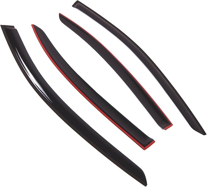 TuningPros Outside Mount Window Vent Visors Rain Guards Compatible with Mercedes S550 S600 S63 2007-2013 | Side Window Wind Deflectors Rain Shields | Smoke Tinted, 4 Pcs Set, DGWV-723