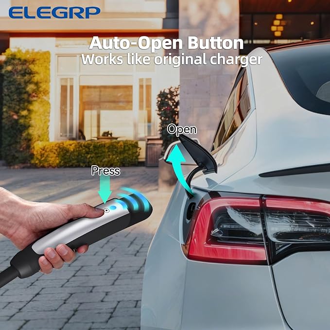 ELEGRP Tesla Level 2 EV Charger, 40A ETL Certified 9.6kW NACS Home & Wall Electric Car Charger with NEMA 14-50 Plug, PBE & LCR Tech, 25FT Cable for Tesla Model Y/3/X/S