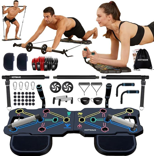 HOTWAVE Push Up Board, Portable Pushup Board for Men, Foldable Push-up Board, Multifunctional Push Up Board 20 in 1 at Home Gym, Pushup Handles for Chest Muscle Exercise Strength Training Equipment