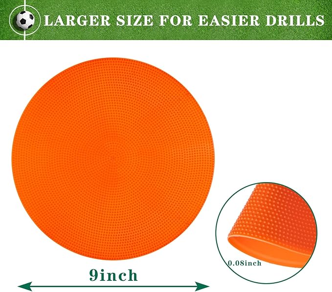 Spot Markers Rubber Floor Dots 9inch Non Slip Agility Dots Flat Cones for Kids Sports Soccer Basketball Training, Social Distancing, Preschool Kindergarten Classroom