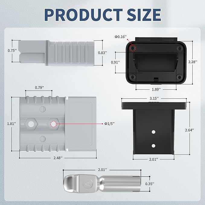 120 Amp Battery Quick Disconnect Connector with Plug Mounting Panel Battery Cable Connector Battery Terminal Connectors Flush Mount Recessed Plate