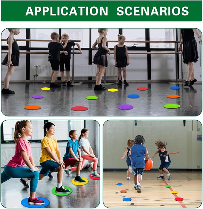 Spot Markers Rubber Floor Dots 9inch Non Slip Agility Dots Flat Cones for Kids Sports Soccer Basketball Training, Social Distancing, Preschool Kindergarten Classroom