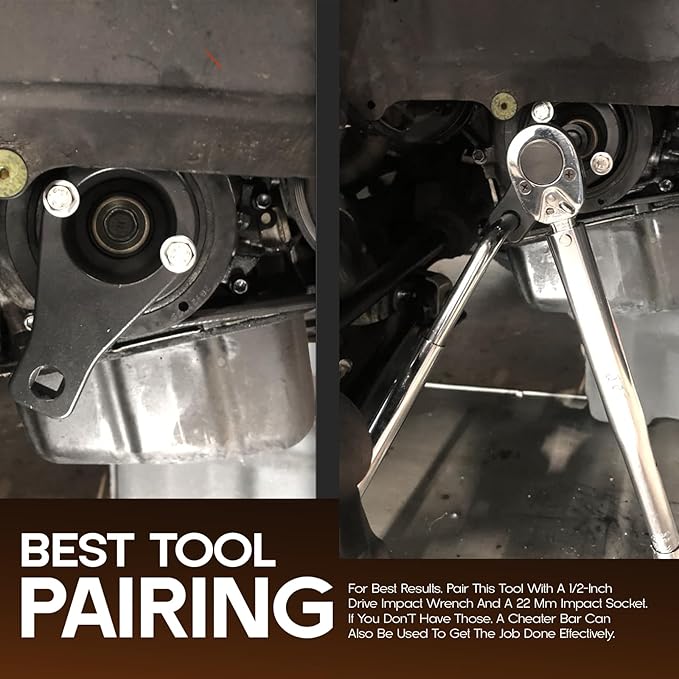 Crankshaft Damper Pulley Holding Holder Harmonic Tool Harmonic Damper Pulley Remove Tool Compatible with Toyota Lexus 3.0 L6, 3.0 V6, 3.3 V6, 4.0 V8, 4.3 V8, 4.7 V8 with 2PCS Crank Bolts