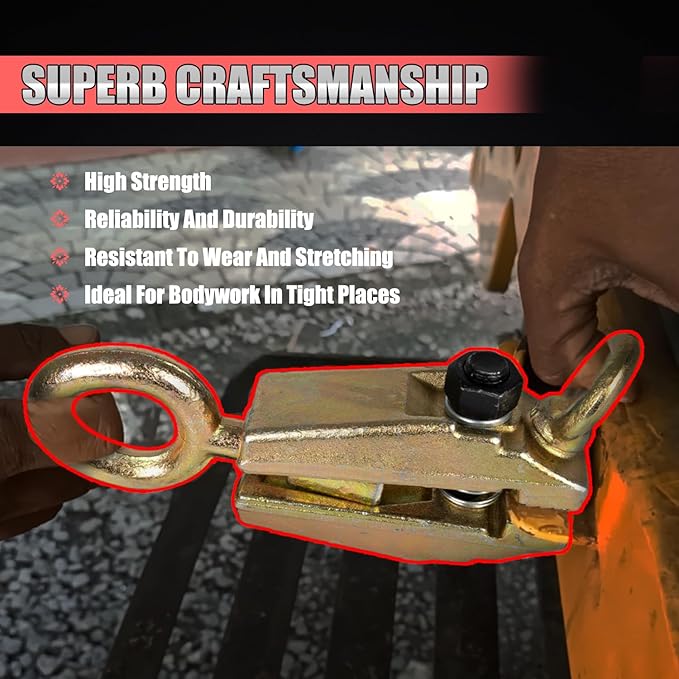 RANSOTO 5 Ton 2 Way Auto Body Clamp Frame Pulling Clamp with Self Tightening Grips for Top & Straight Repair Tool Kit