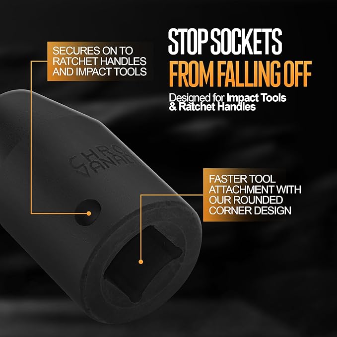 TIGHTSPOT 1/2 Inch Drive 9mm Shallow Impact Socket with Anti-Rounding 6 Point Design, Heat-Treated CRV Steel
