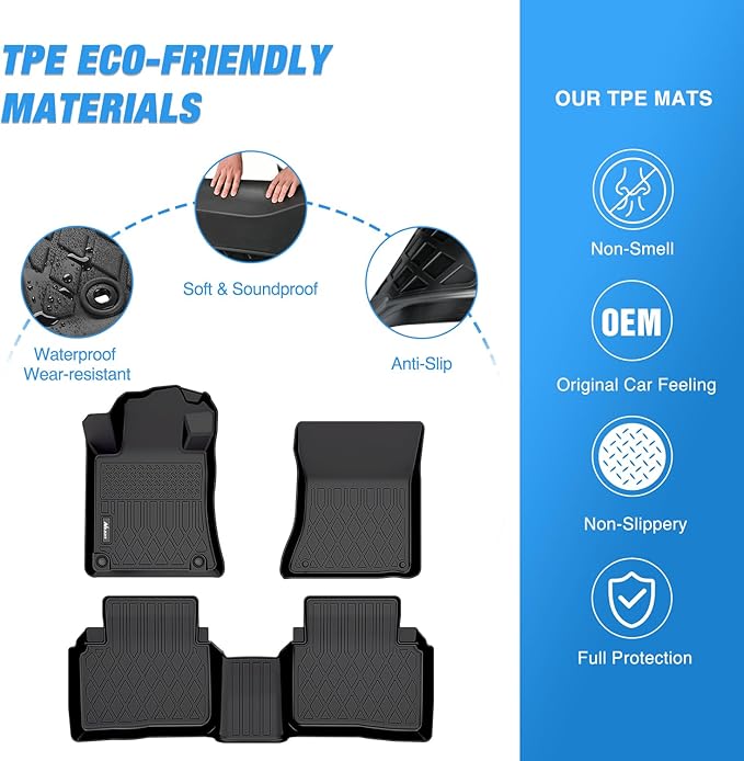 Nilight TPE Floor Mats for Nissan Altima 2019 2020 2021 2022 2023 2024 2025,All Weather Custom Fit Heavy Duty Floor Liners